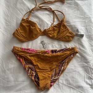 Maaji Mustard Embroidered Bikini with Tropical Liner